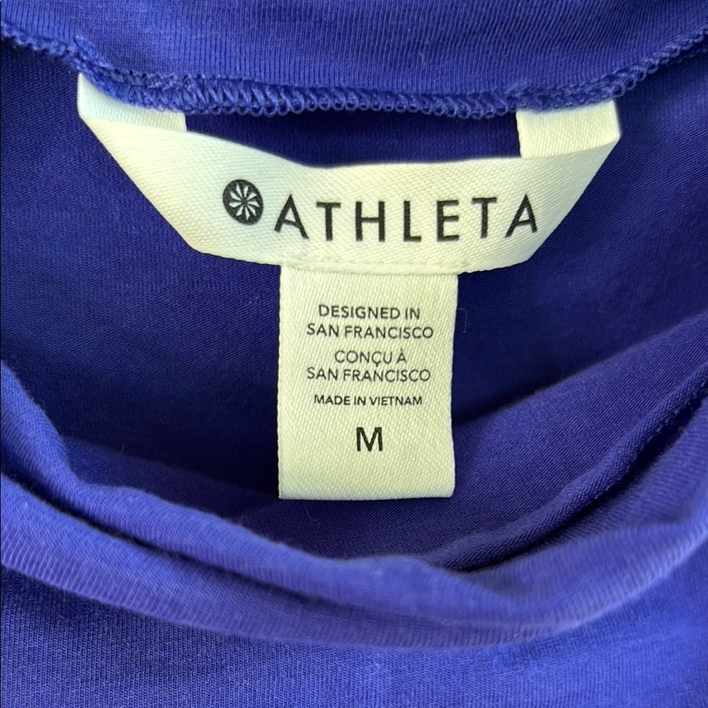 Athleta High Neck Cobalt Blue Sleeveless Athletic Tank Top sz M - Picture 3 of 7